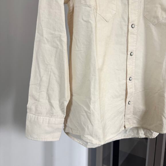 Taylor Stitch The Western Pincord Natural Long Sleeve Shirt 38 NEW Pearl Snap - Picture 4 of 7